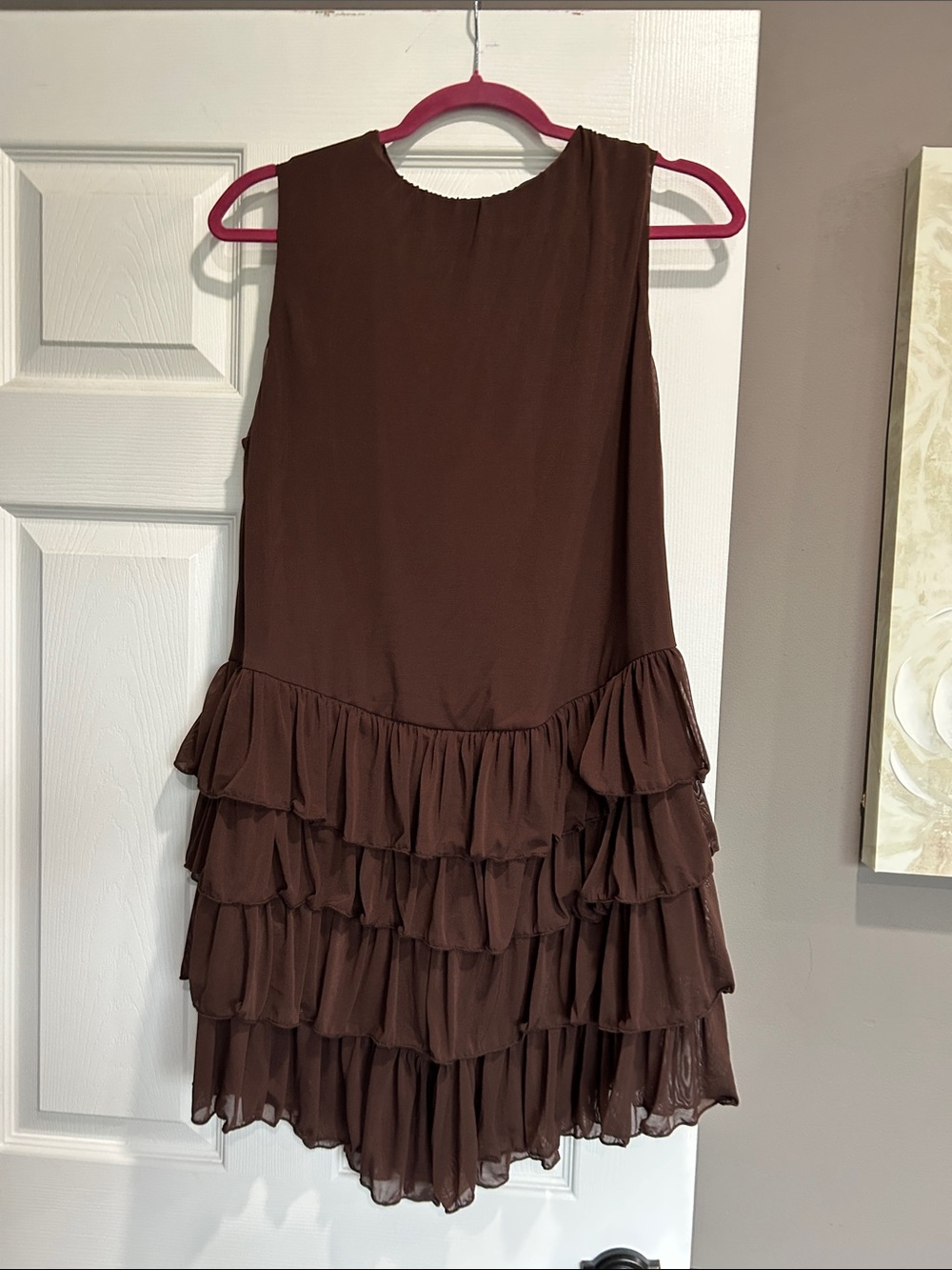 Women’s Tiered Ruffle Party Dress - Brown